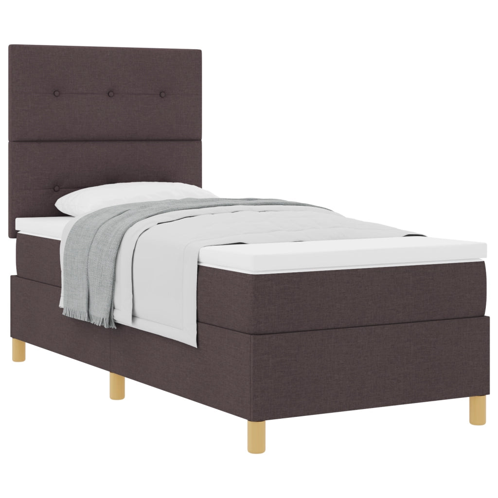 Letto a Molle con Materasso Marrone Scuro 80x200 cm Tessuto
