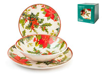 Servizio piatti 18 pezzi tavola h&h holly jolly Natale