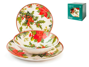 Servizio piatti 18 pezzi tavola h&h holly jolly Natale