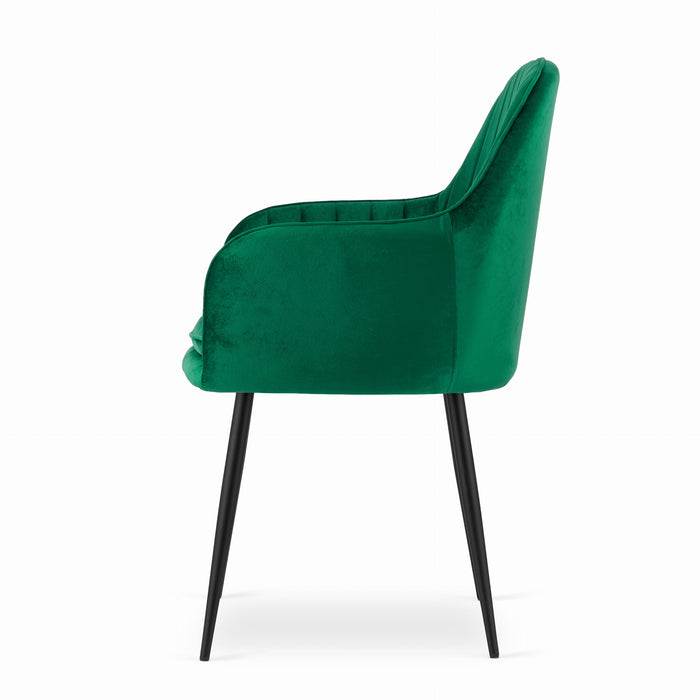 Sedia VALORA LUGO - Velluto verde con gambe nere x 2