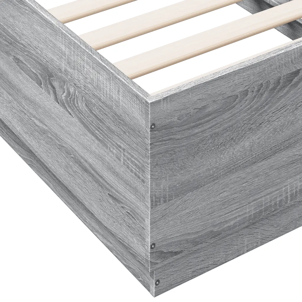 Giroletto Luci LED Grigio Sonoma 90x190 cm in Legno Multistrato