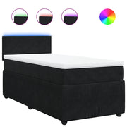 Letto singolo | Letto per adulti | Giroletto a Molle con Materasso Nero 80x200 cm in Velluto