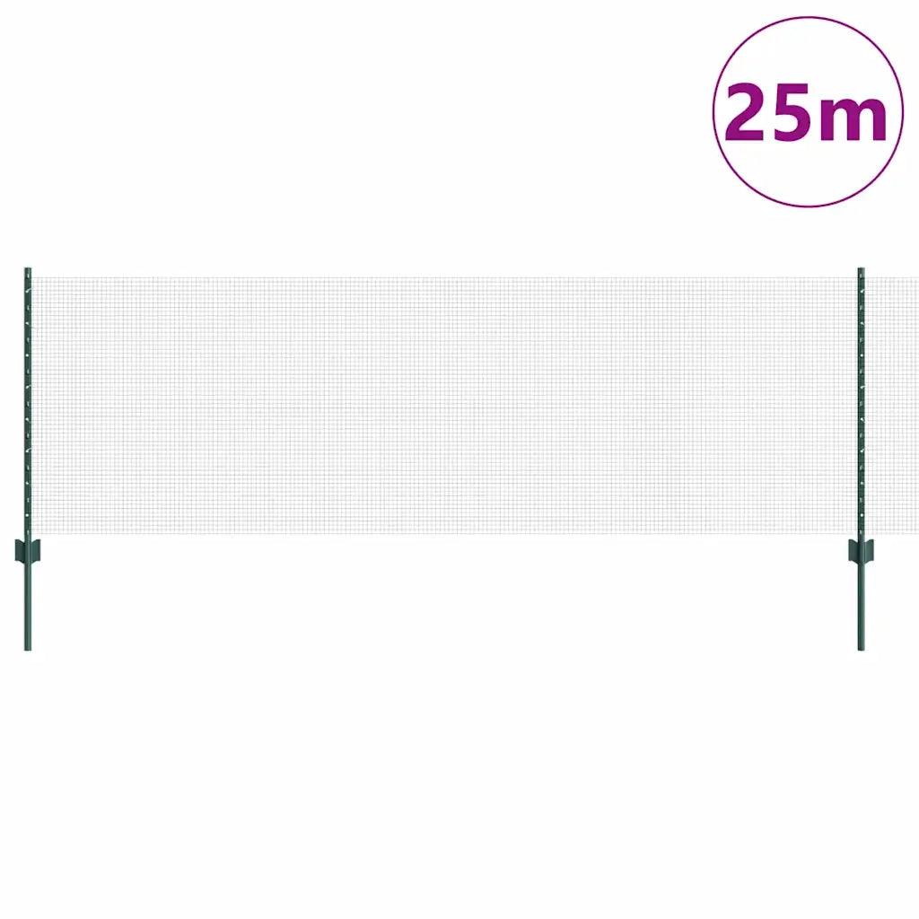 Recinzione con pali. Verde 0.8 x 25 m Acciaio