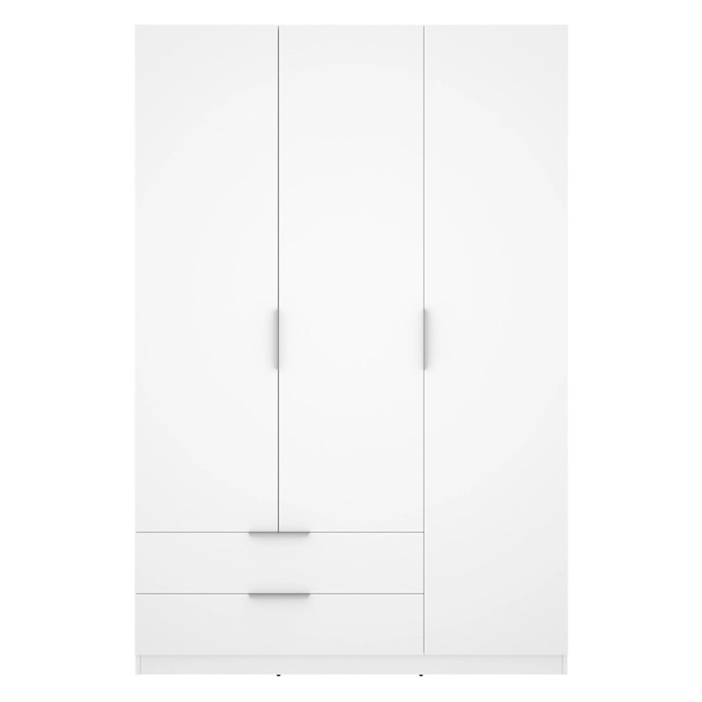 Armadio Camera da Letto Mayos, Guardaroba 3 Ante Appendiabiti, 51x137 cm Bianco