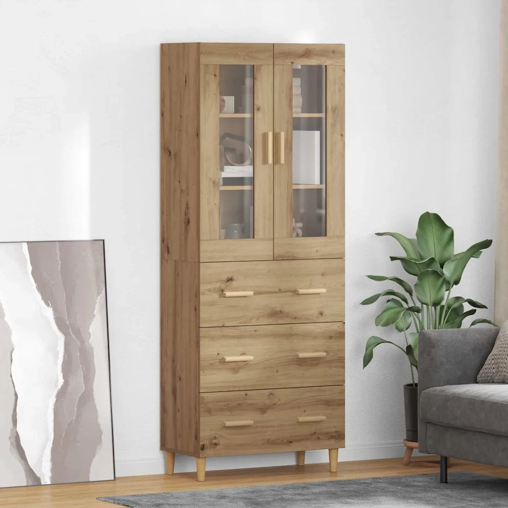 Credenza | Madia | Buffet da pranzo | Armadio da pranzo con cassetto Rovere artigianale 69,5 x 34 x 180 cm
