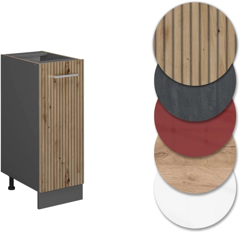 Armadio cucina dispensa alto R-Line, Rovere artigianale, 30 cm senza piano di lavoro, per la libera combinazione all'interno di sistemi cucina modulari