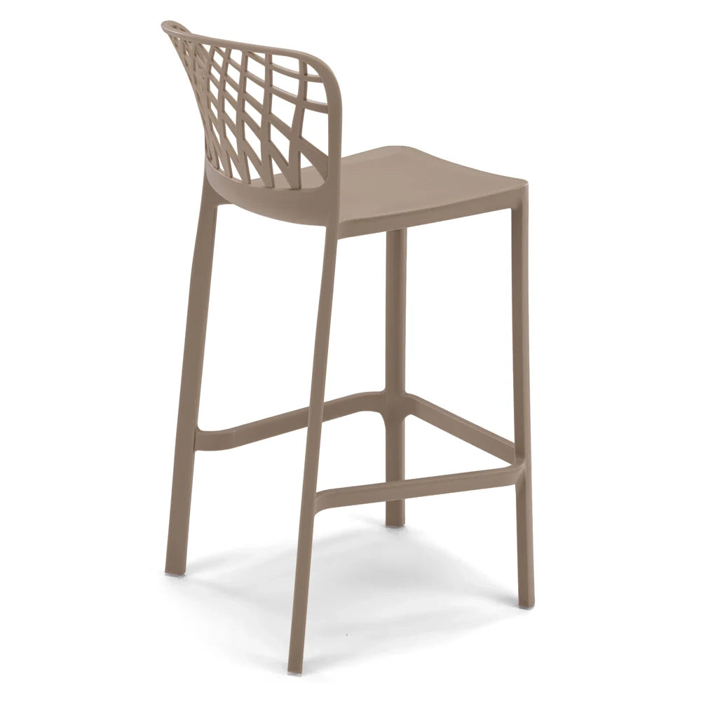 Set 3 Sgabelli Tortora in polipropilene ARKO con poggiapiedi H65, MADE IN ITALY, resistente ai raggi UV, design moderno, ideale per sala da pranzo, cucina, bar, ristoranti o giardino