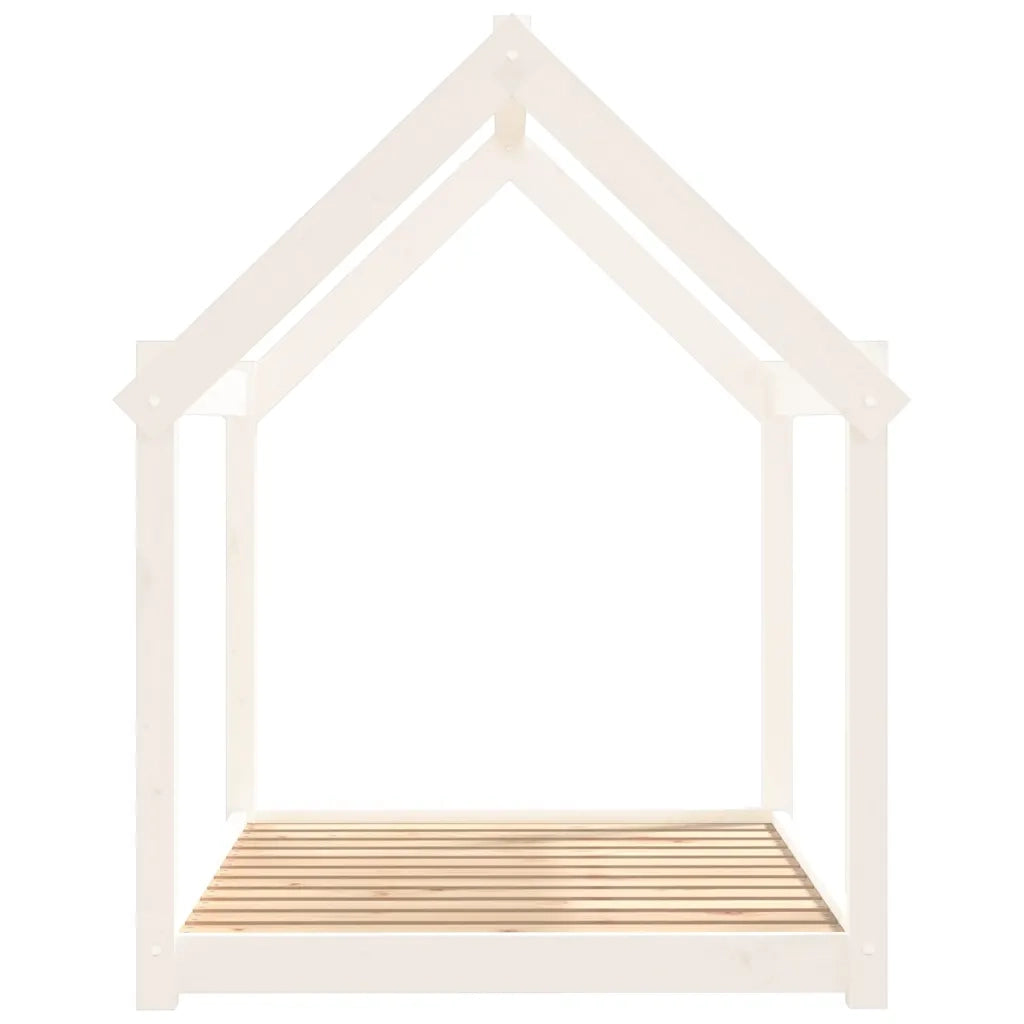 Cuccia per Cani Bianca 111x80x100 cm in Legno Massello di Pino
