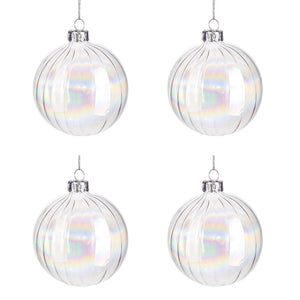 Palle di Natale in Vetro Trasparente Bolla Iridescente Addobbi Natalizi Albero Diametro: 100 mm