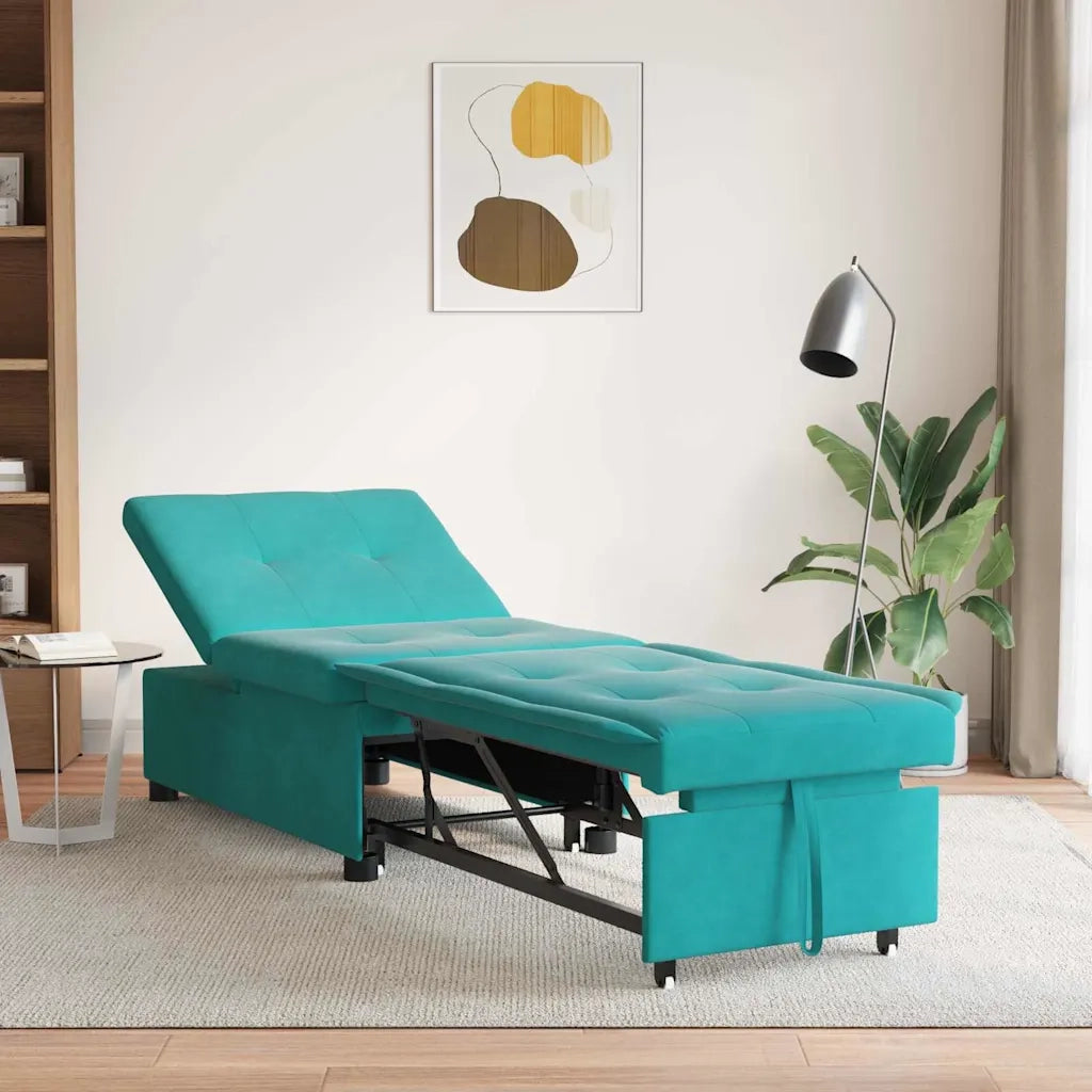 Divano letto Turchese 194 x 67 x 82 cm Velluto 42008603
