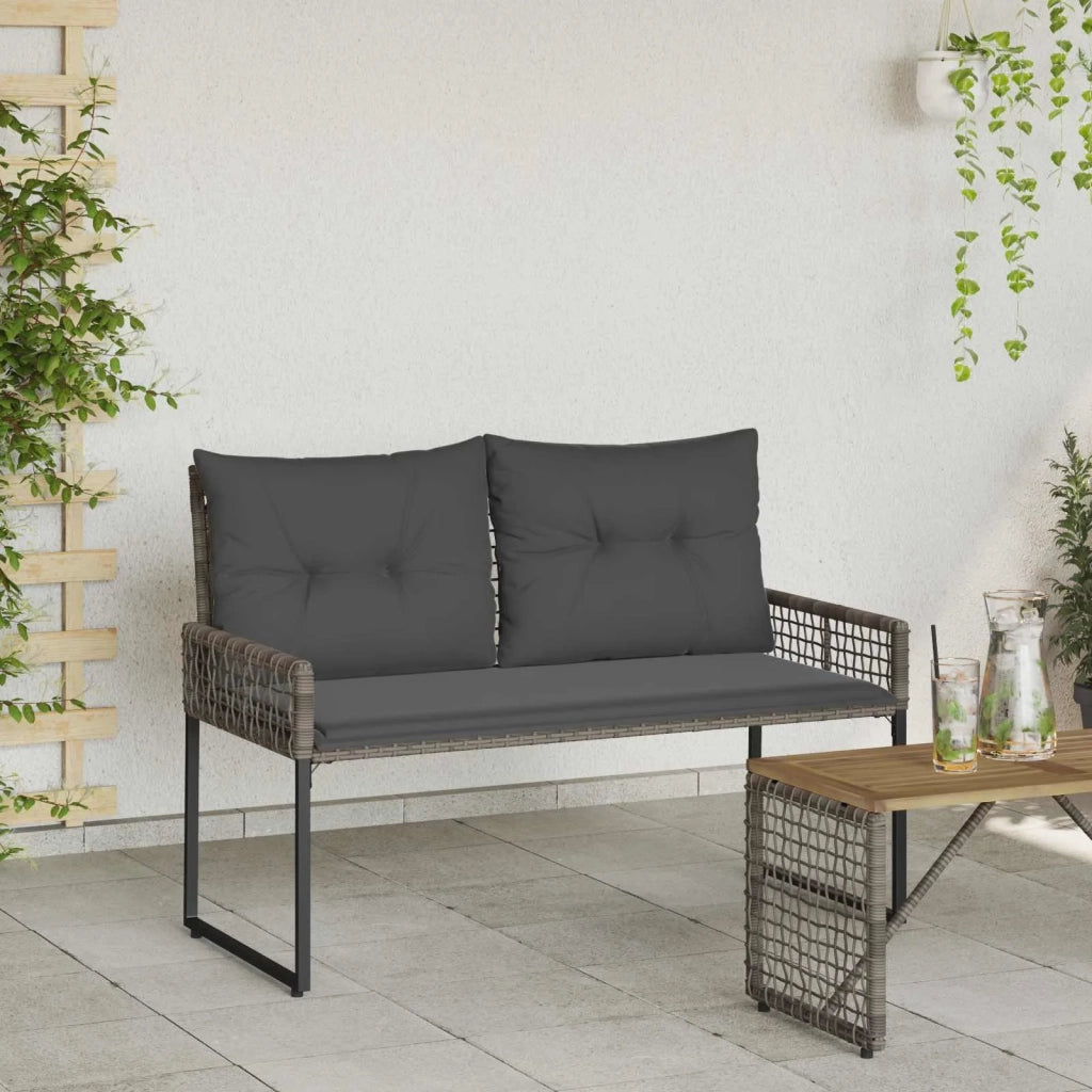 Panchina da esterno Grigio 118 x 55 x 82 cm Rattan PE e Tessuto