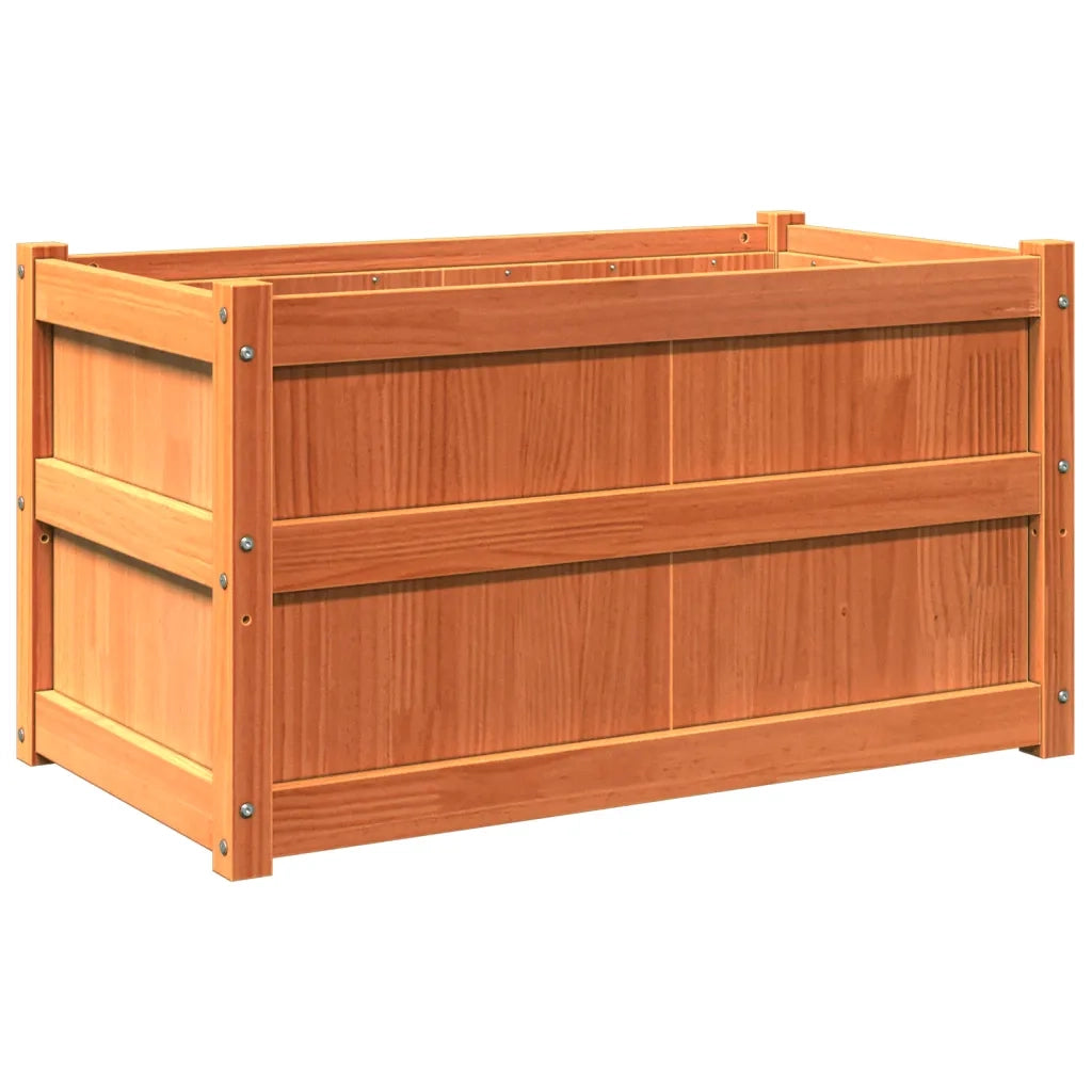 Fioriera | Cassetta per fiori | Vaso Giardino Marrone Cera 90x50x50 cm Legno Massello Pino