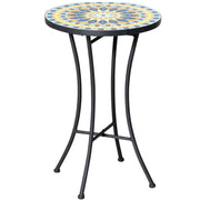 TAVOLINO DA GIARDINO IN METALLO CON PIANO D'APPOGGIO A MOSAICO 35.5X53.5 CM