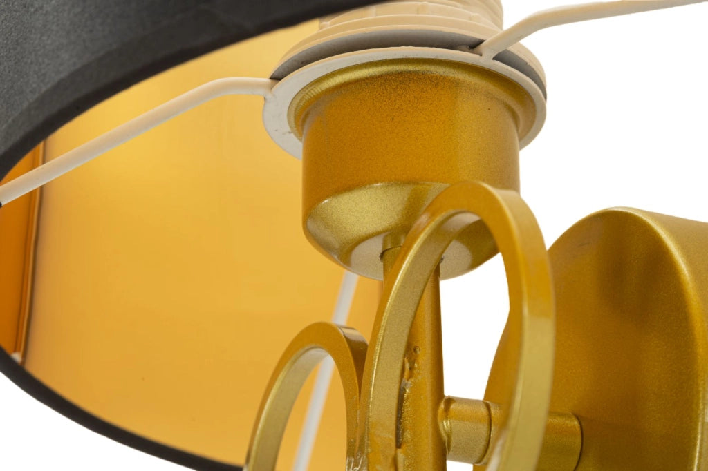Lampada da Muro Rich 30x20x50 cm in Ferro e Tessuto Oro e Nero