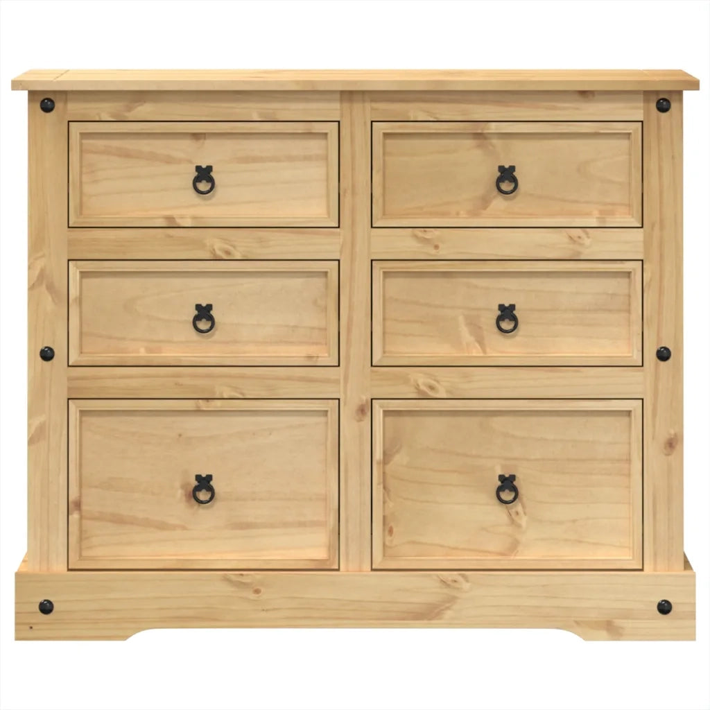 Cassettiera Corona 110x43x91 cm in Legno Massello di Pino 4005676
