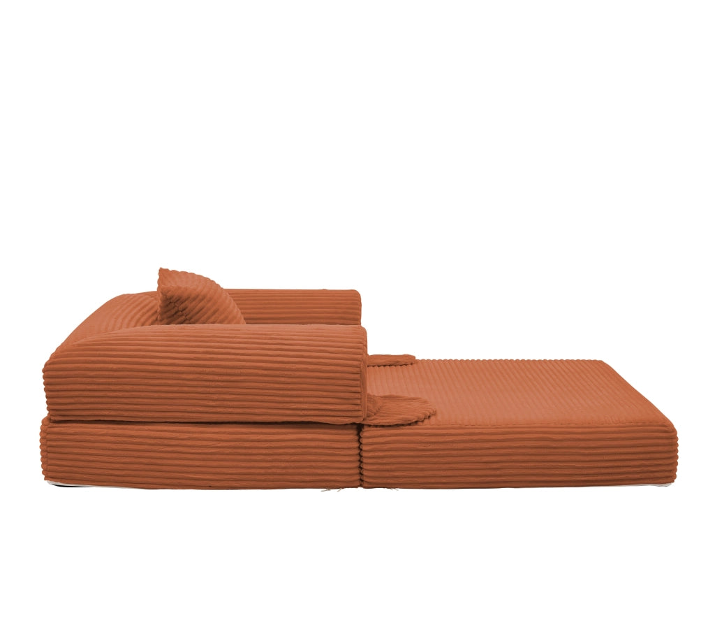 Poltrona letto convertibile 1 posto con cuscino, per soggiorno e camera, in tessuto corduroy, Arancione