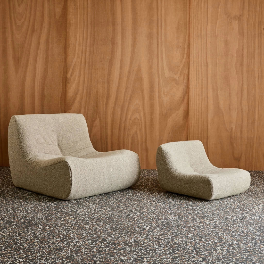 Poltroncina per bambini in tessuto bouclé testurizzato, 1 posto, beige