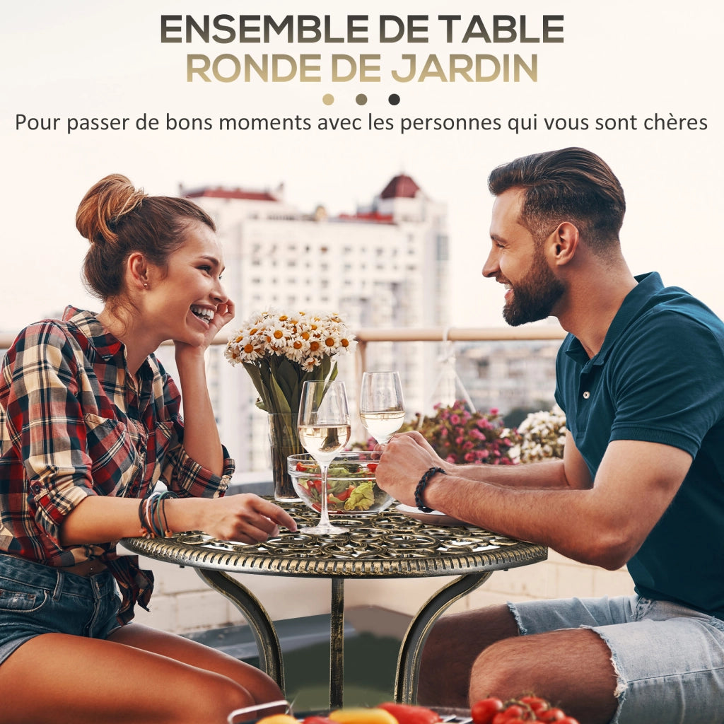 Set Bistrot 3 Pezzi Giardino ¨C Minimal ¨C Aluminium Ferro Forgiato 2 Sedie Tavolo Rotondo