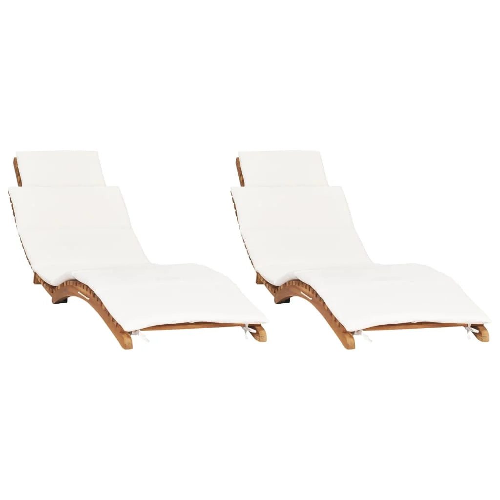 Set di 2 lettini prendisole sedie a sdraio lettini prendisole lettini da giardino mobili da giardino con cuscini legno massello di teak 02_0012069