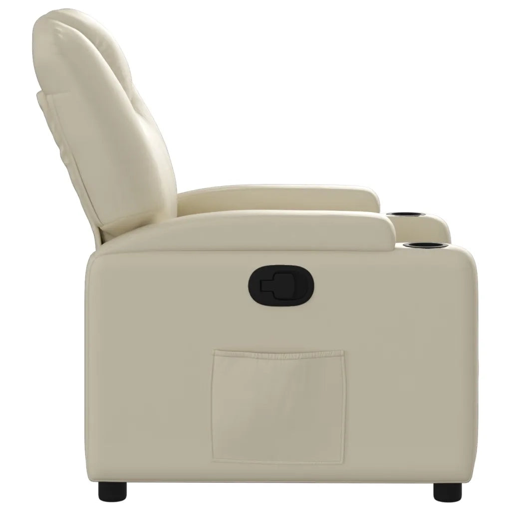 Divano Sedia-Poltrona reclinabile in similpelle color crema 549831