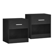 Comodino set da 2 tavolino con cassetto maniglia scomparto aperto tavolino da caffè per camera da letto soggiorno nero 12_0007663
