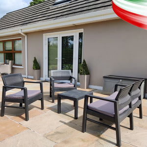 Set salotto da esterno Kilimanjaro Divano Poltrone e Tavolino Made in Italy Antracite