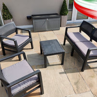 Set salotto da esterno Kilimanjaro Divano Poltrone e Tavolino Made in Italy Antracite