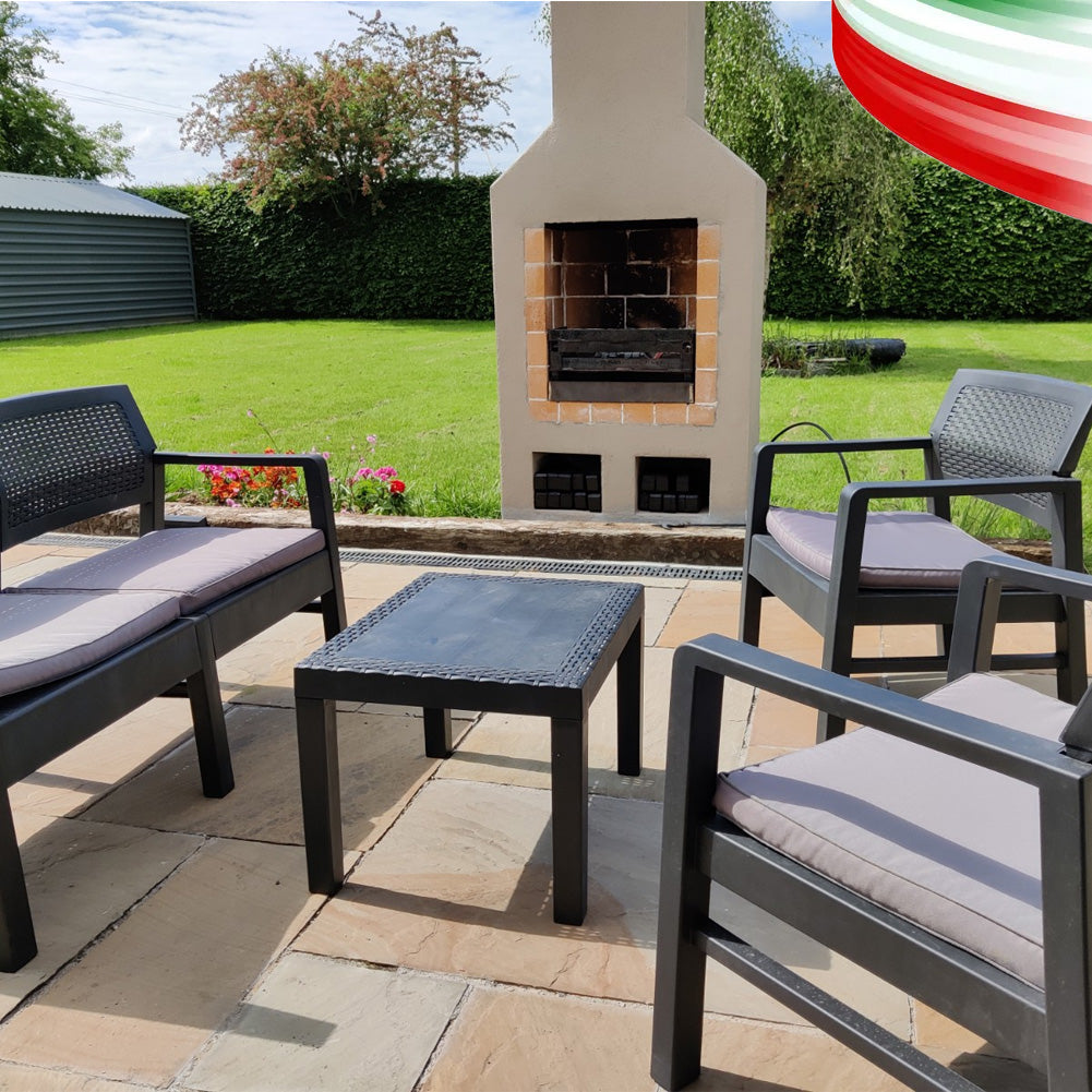 Set salotto da esterno Kilimanjaro Divano Poltrone e Tavolino Made in Italy Antracite