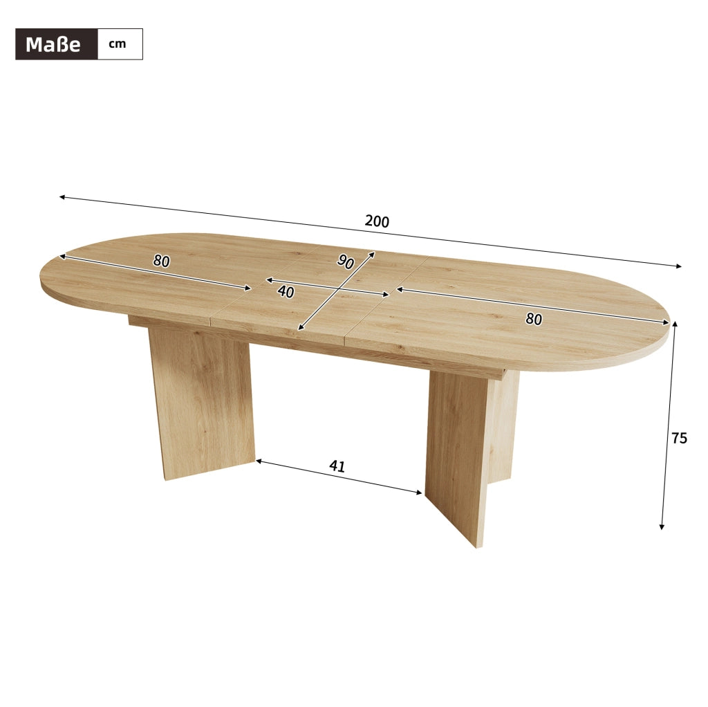 Tavolo da pranzo allungabile in MDF effetto rovere; piano 18 mm