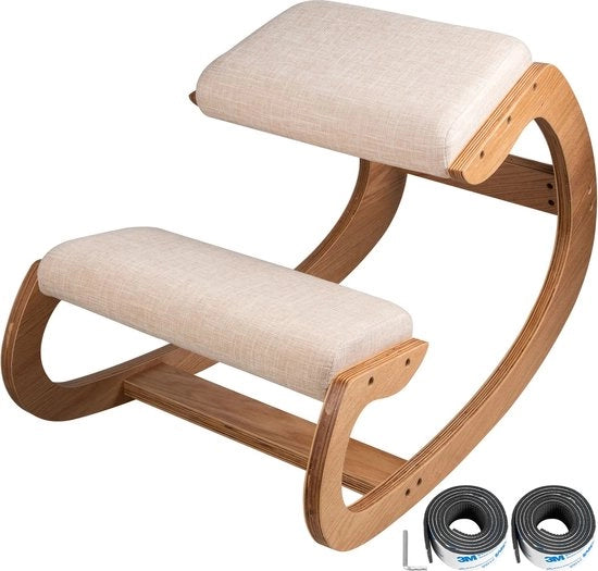Sedia Ergonomica - Sedia per Ufficio - Sedia con Funzione di Oscillazione - Sedia in Legno di Betulla - Colore Bianco