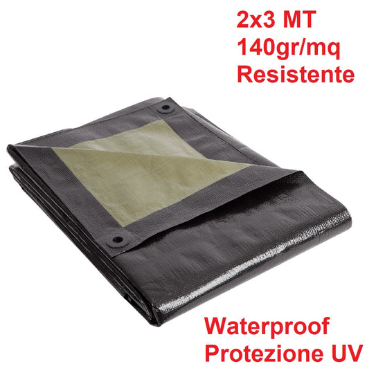 Telo Copertura Impermeabile 2x3mt Resistente Polietilene 140gr Protezione UV