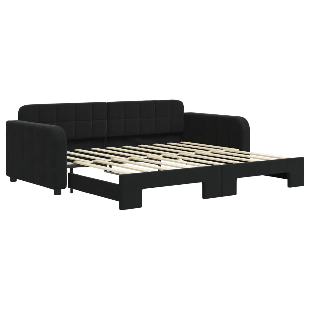Divano Letto con Letto Estraibile Nero 90x190 cm in Velluto