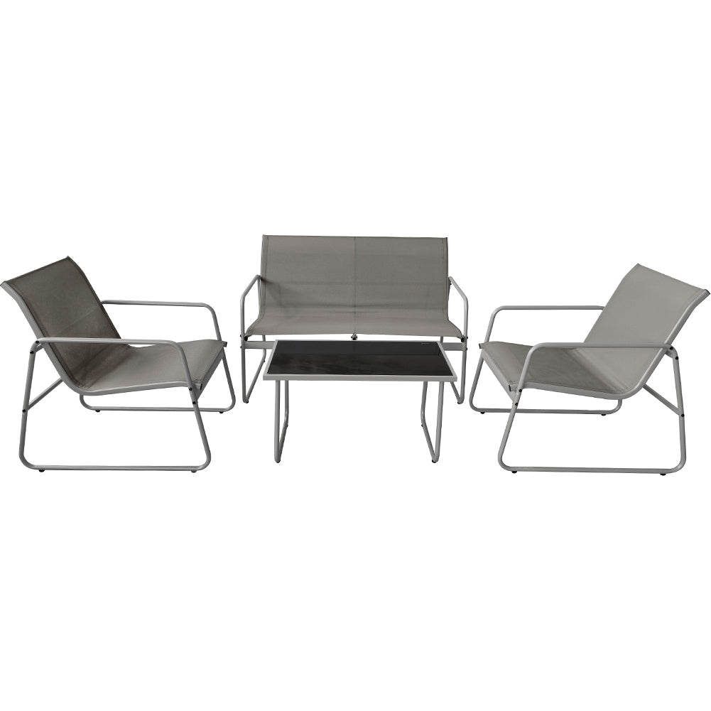 Set Salotto da Giardino con 2 Sedie Divano e Tavolino per Patio Esterno Grigio