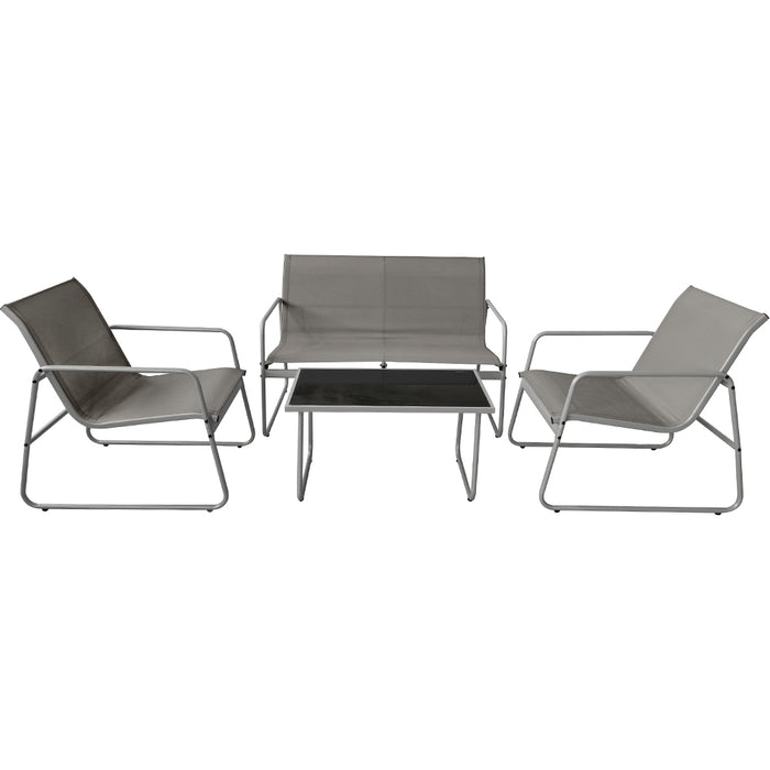 Set Salotto da Giardino con 2 Sedie Divano e Tavolino per Patio Esterno Grigio