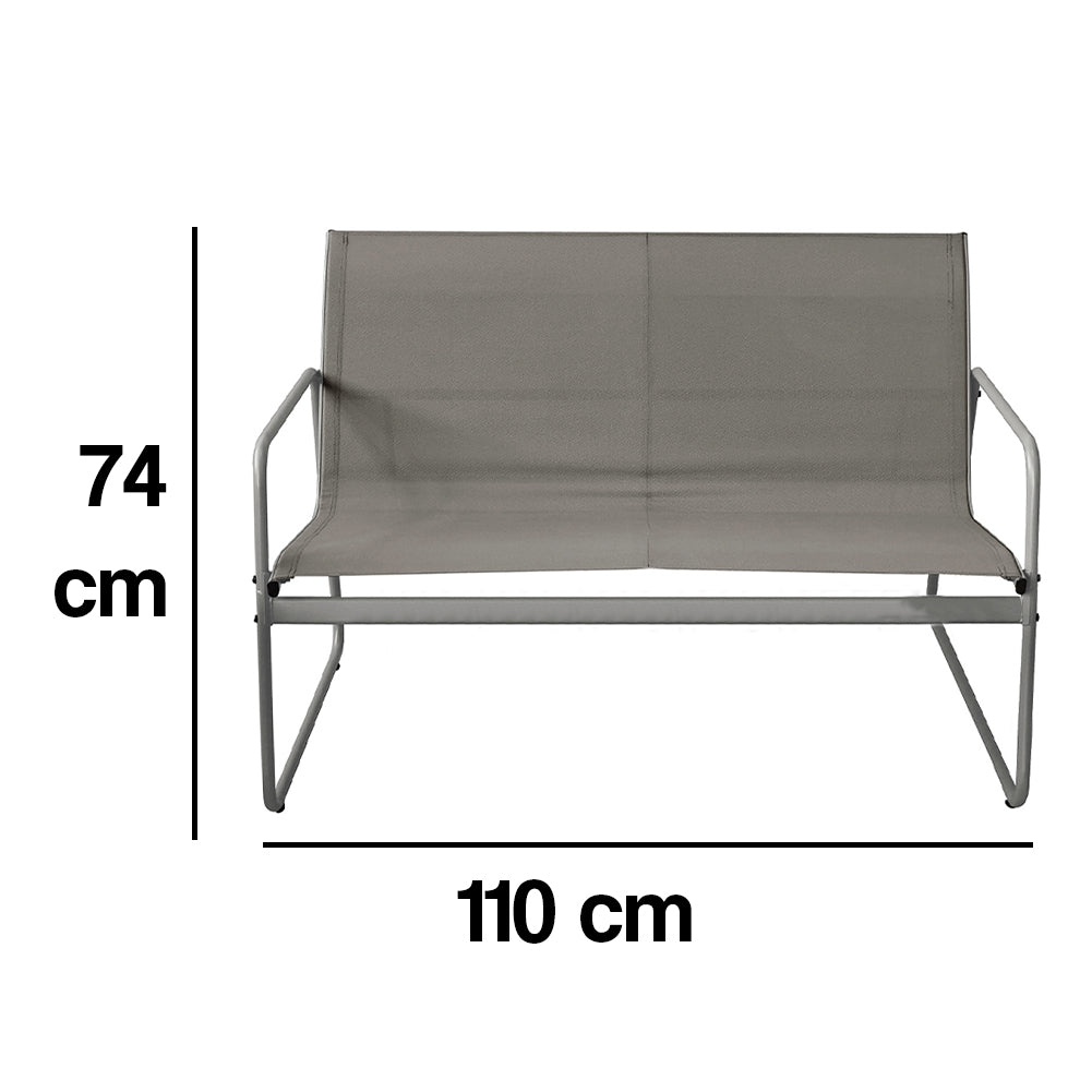 Set Salotto da Giardino con 2 Sedie Divano e Tavolino per Patio Esterno Grigio