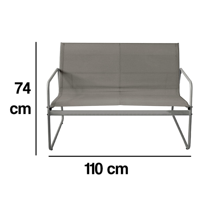 Set Salotto da Giardino con 2 Sedie Divano e Tavolino per Patio Esterno Grigio