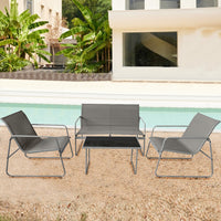 Set Salotto da Giardino con 2 Sedie Divano e Tavolino per Patio Esterno Grigio