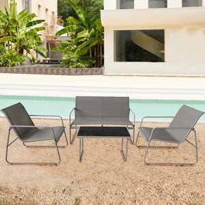 Set Salotto da Giardino con 2 Sedie Divano e Tavolino per Patio Esterno Grigio