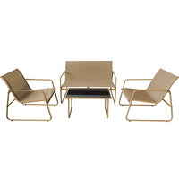 Set Salotto da Giardino con 2 Sedie Divano e Tavolino per Patio Esterno Beige