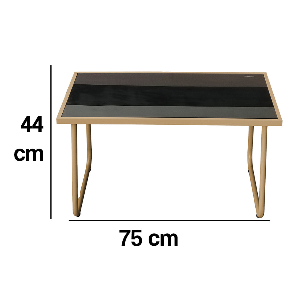 Set Salotto da Giardino con 2 Sedie Divano e Tavolino per Patio Esterno Beige