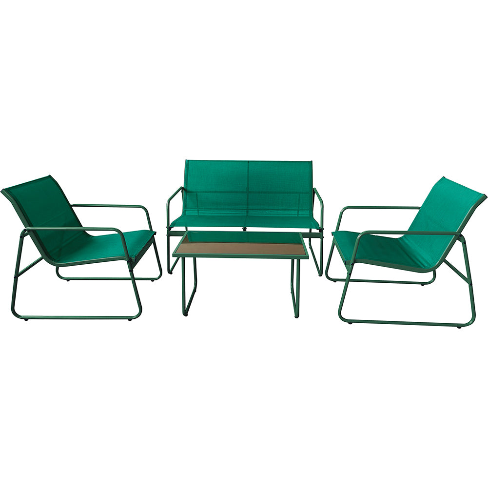 Set Salotto da Giardino con 2 Sedie Divano e Tavolino per Patio Esterno Verde