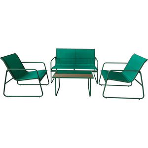 Set Salotto da Giardino con 2 Sedie Divano e Tavolino per Patio Esterno Verde