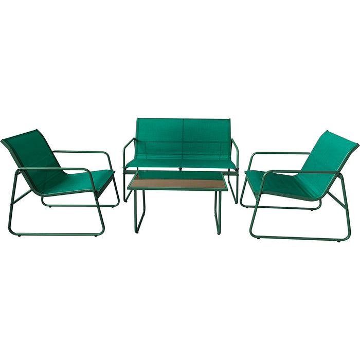 Set Salotto da Giardino con 2 Sedie Divano e Tavolino per Patio Esterno Verde