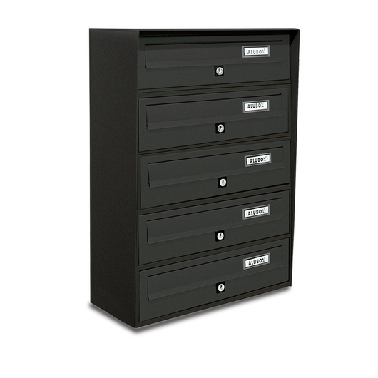 ALUBOX SLIM Cassette Postali Condominiali 5 Posti 63X39X30 Cm In Lamiera Zincata E Alluminio Cassetta Postale Da Esterno Condominiale Con Sistema Anti Prelievo COLORE: ANTRACITE