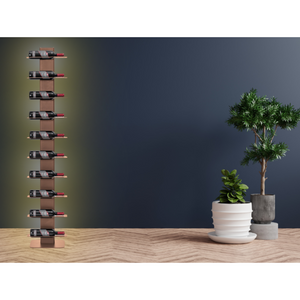ALUBOX VIRGO Porta Vino Da Terra A Colonna Autoportante Illuminato 167X34X30 Cm Portabottiglie Vino Da Terra In Alluminio Con 10 Mensole Piatte In Lamiera Zincata Capacità 10 Bottiglie