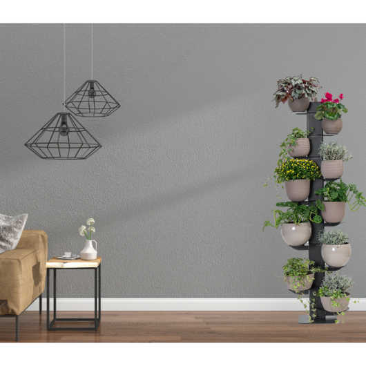 ALUBOX HYDRA Porta Piante Da Esterno E Interno A Colonna Autoportante 167X49X30 Cm Porta Vasi Da Interno E Esterno Con Telaio In Alluminio E 10 Mensole In Lamiera Zincata 15,2 Kg COLORE: ANTRACITE