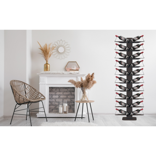 ALUBOX VIRGO Porta Vino Da Terra A Colonna Autoportante 167X30X30 Cm Portabottiglie Vino Da Terra In Alluminio Con Mensole Doppie 60X13,2 Cm In Lamiera Zincata Per 10 Bottiglie COLORE: ANTRACITE