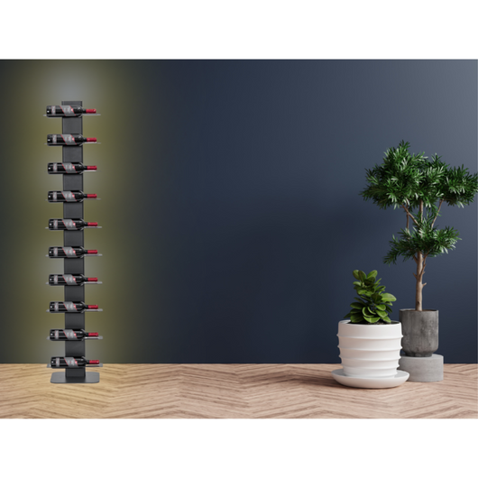ALUBOX VIRGO Porta Vino Da Terra A Colonna Autoportante Illuminato 167X34X30 Cm Portabottiglie Vino Da Terra In Alluminio Con 10 Mensole Piatte In Lamiera Zincata Capacità 10 Bottiglie