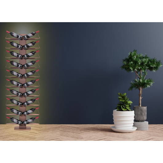 ALUBOX VIRGO Porta Vino Da Terra A Colonna Autoportante Illuminato 167X60X30 Cm Portabottiglie Vino Da Terra In Alluminio Con 10 Mensole Doppie In Lamiera Zincata Capacità 20 Bottiglie