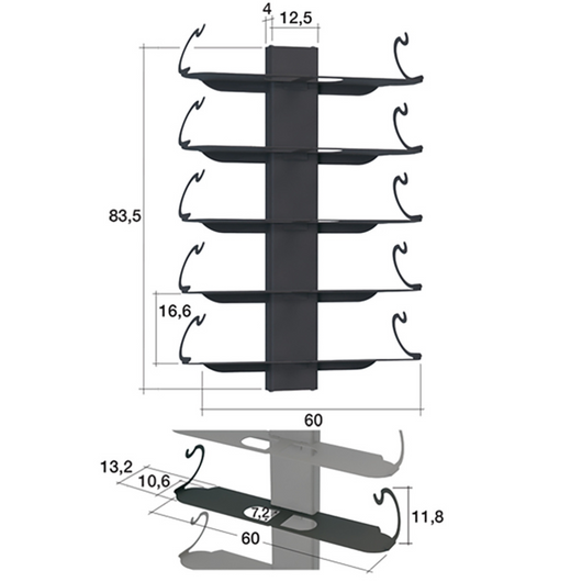 ALUBOX VIRGO Porta Vino Da Parete A Colonna 83,5X60X17,2 Cm Portabottiglie Da Parete In Alluminio Con 5 Mensole Doppie In Lamiera Zincata 34X13,2 Cm Porta Vini Capacità 5-10 Bottiglie COLORE: SABBIA